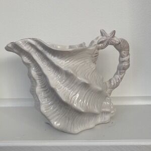 Blue Sky Clayworks‎ Off-White Conch Shell Pitcher New Old Stock 2015